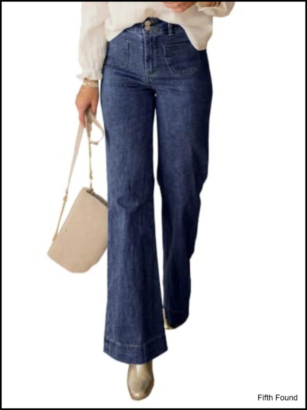 Wide Leg High Waisted Jeans with Cotton Blend Stretch Comfort